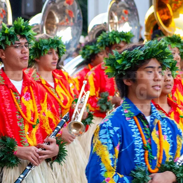 Hawaiian Marching Brass band at Rose parade